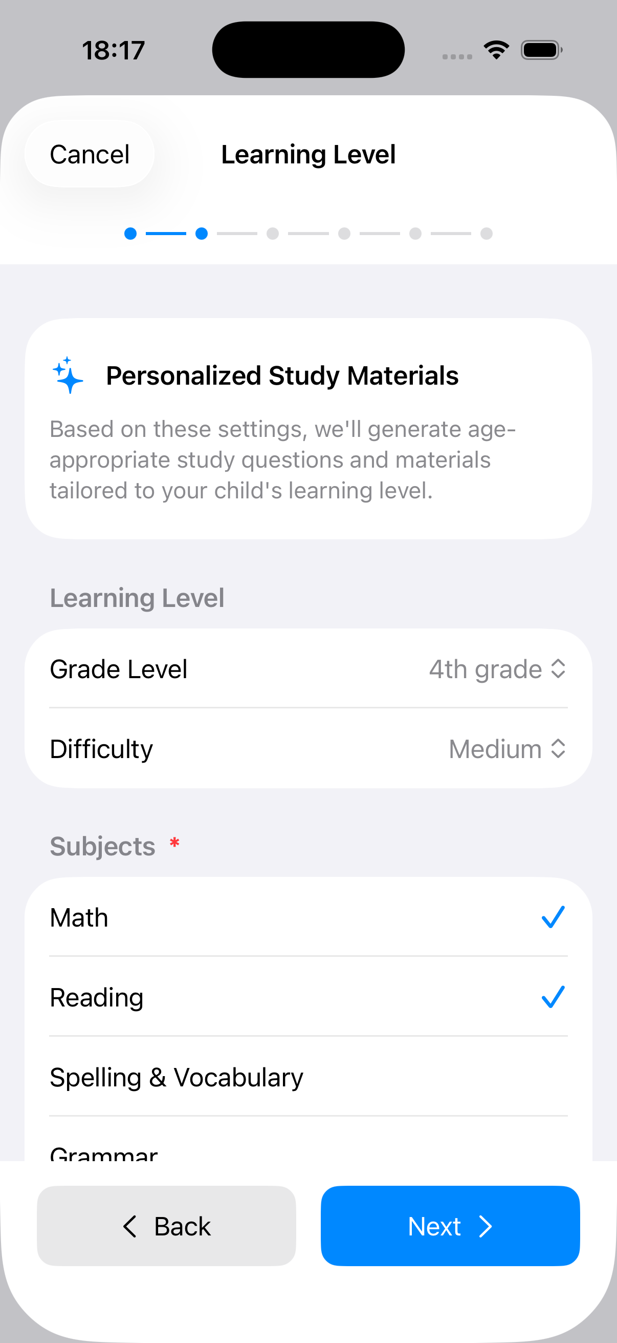 Personalized study materials